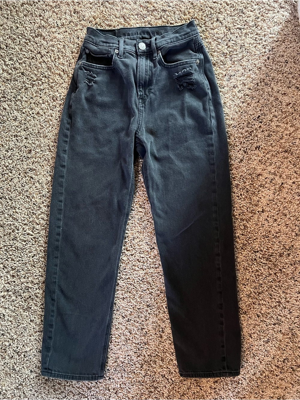 Black High-Waist Distressed Jeans